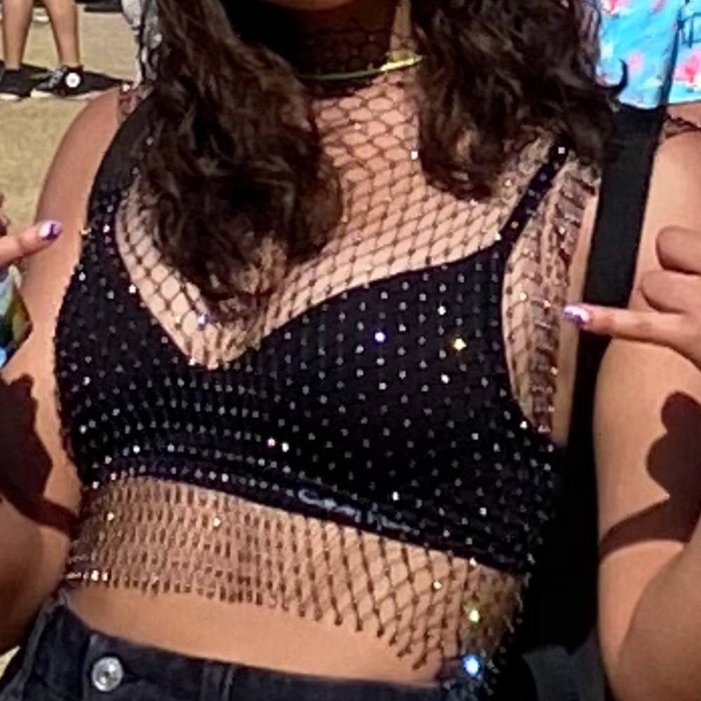 Fish Net Sparkly Top